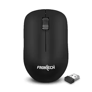 FRONTECH Wireless Mouse, 2.4 GHz with USB Nano Receiver, 1000 DPI, Optical Tracking, Auto On/Off, Power Saver, for PC/Desktop/Mac/Laptop, 1 Year Warranty (MS-0091, Black)