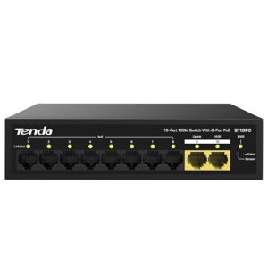 Tenda S110PC 10-Port 100M Lite PoE Switch with 8-Port PoE (Black)
