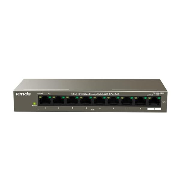 Tenda Network 9Port 10/100Mbps Desktop Switch with 8Port PoE Retail TEF1109P