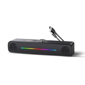 FRONTECH 1.0 USB Powered Multimedia Speakers with RGB Lights | 10W Output Power | AUX/USB Connectivity | for Laptop, PC, Mobile | Volume Control (SPK-0009)
