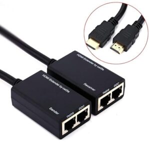 Microware HDMI Over RJ45 CAT5e CAT6 Lan Ethernet Balun Repeater Extender up to100ft 1080P