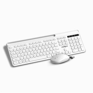 Frontech Wireless Keyboard & Mouse Combo Set | 2.4GHz USB Connectivity | 104 Keys | 3 Buttons | 1200 DPI Mouse | Compatible with PC/Laptop/Mac (KB-0030, White)
