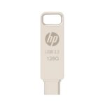 HP 886C 128GB OTG USB Flash Drive 3.2 Gold/Metallic Swivel Design/Durable Metal Material