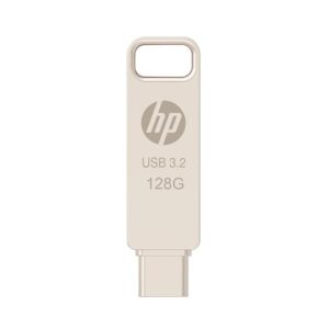 HP 886C 128GB OTG USB Flash Drive 3.2 Gold/Metallic Swivel Design/Durable Metal Material