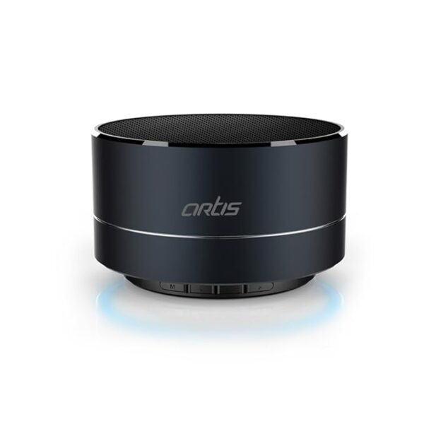 Artis BT14 Wireless Portable Bluetooth Speaker with FM/TF Card Reader/Mic/Led Light (Metallic Black)