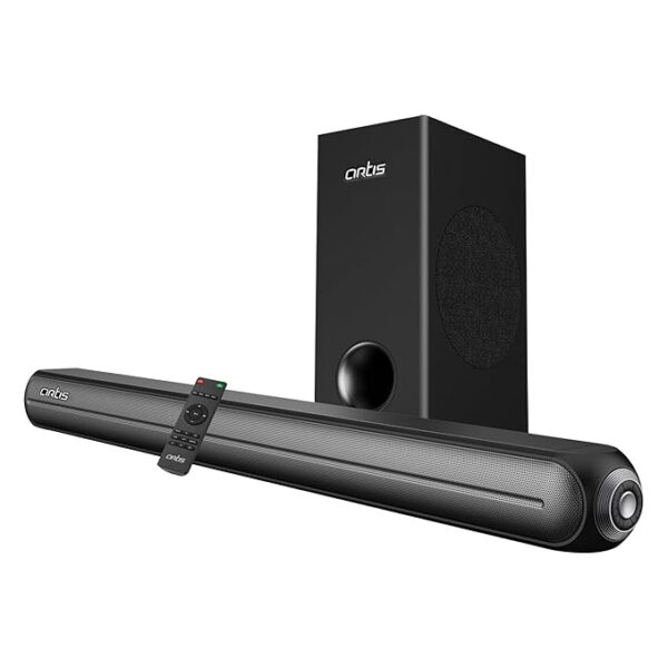 Artis SoundHub 310 2.1 CH 200 Watts Wireless Bluetooth Soundbar with Wired Subwoofer & Multiple Input Modes: Bluetooth/HDMI (ARC) / AUX in/Optical
