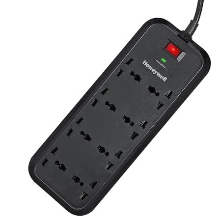 Honeywell Surge Protector, 8 Universal Sockets,20000Amp, 2 Meter Cord, Device Secure Warranty,Automatic Overload Protection,Spike Guard/Extension Board,Master Switch.
