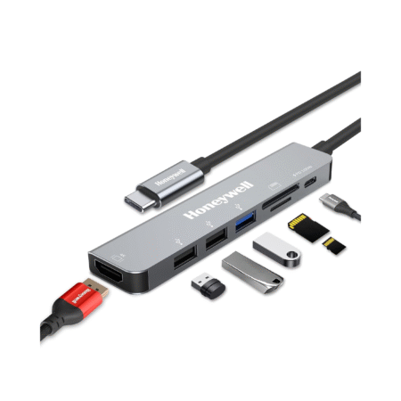 Honeywell 7-in-1 TypeC Docking Station with 4K HDMI,1xUSB 3.0, 2xUSB 2.0 & TypeC 3.0 PD 100W Charging Port, SD & Micro SD Slot,for All Type C Devices- MacBook,Laptop, Thunderbolt 3,PC