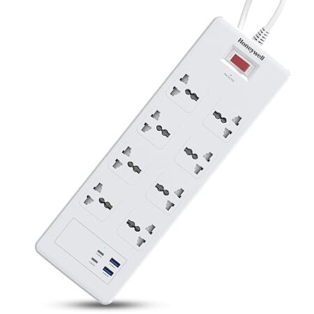 Honeywell 8 Out Surge Protector with Master Switch, Spike Guard/Extension Board, 8 Outlet, 2xPD20W & 2xUSB, 36000Amp, 1.8 Meter Cord, DSW, Automatic Overload Protection.